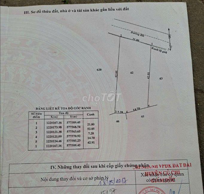 Cần bán lô đất 1030,5m² (đã có thổ cư 154,5m²) tại Trung Lập Hạ,Củ Chi