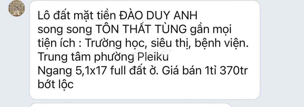 ĐẤT MẶT TIỀN ĐƯỜNG ĐÀO DUY ANH ( song song đường Tôn Thất Tùng )