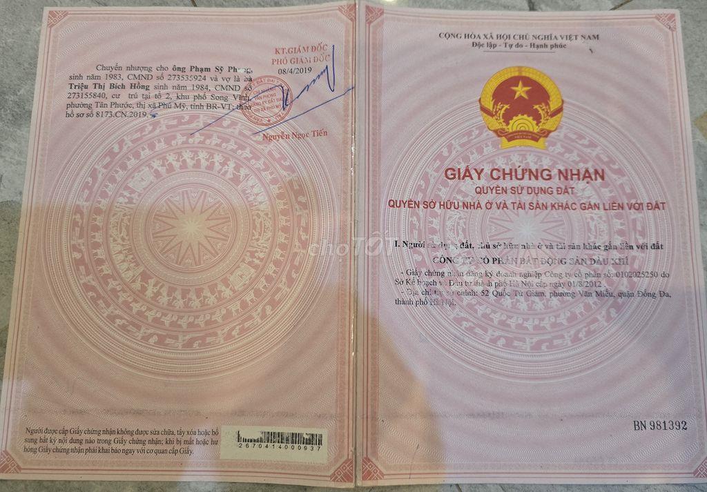 BÁN ĐẤT KHU DÂN CƯ DẦU KHÍ, PHƯỜNG PHÚ MỸ – 195 M²
