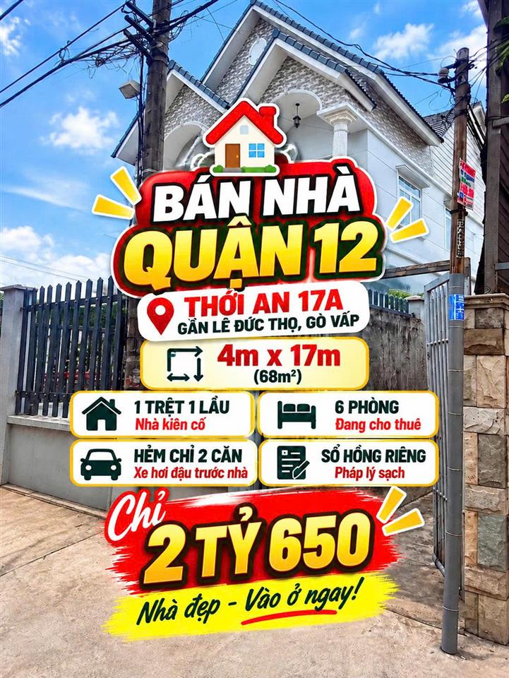Hạ gấp 500 triệu! Nhà Quận 12 sát Gò Vấp chỉ 2 tỷ 650! 😱🔥