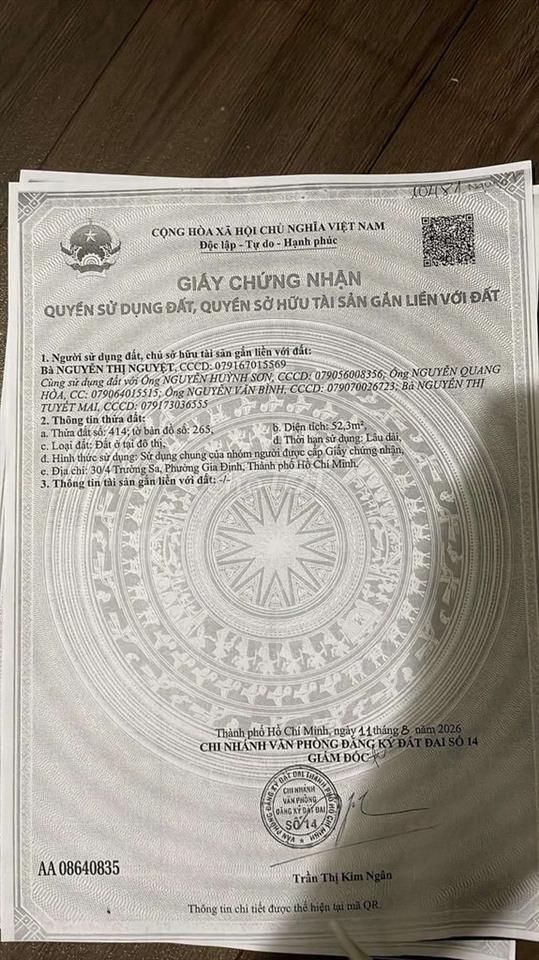 BÁN NHÀ Ở TRƯỜNG SA PHƯỜNG GIA ĐỊNH QUẬN BÌNH THẠNH