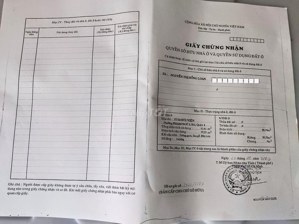 Bán nhà bùi viện quận 1