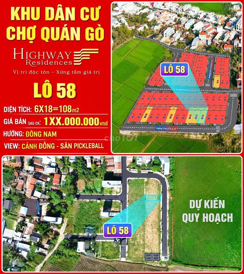[Chính Chủ] Bán Gấp Lô Đất Vàng Đẹp Nhất Dự Án - KDC Chợ Quán Gò
