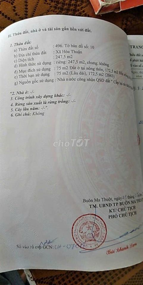 CHÍNH CHỦ CẦN BÁN ĐẤT NGAY SAU CHỢ ĐẠT LÝ - ĐƯỜNG THÔNG ĐẾN CHỢ EATU