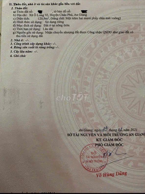 Bán đất nền mặt tiền Ô Long Vỹ, Châu Phú, An Giang 