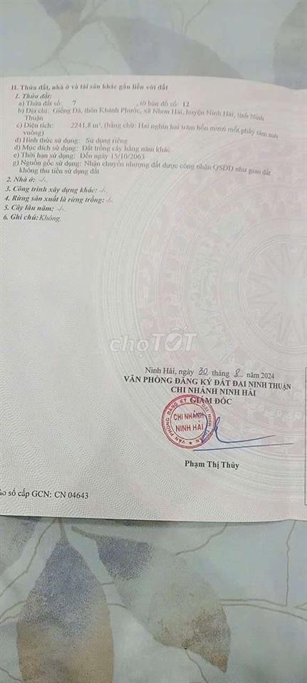 Đất mặt tiền, có nhà điện nước, ở huyện Ninh Hải, Ninh Thuận cũ.