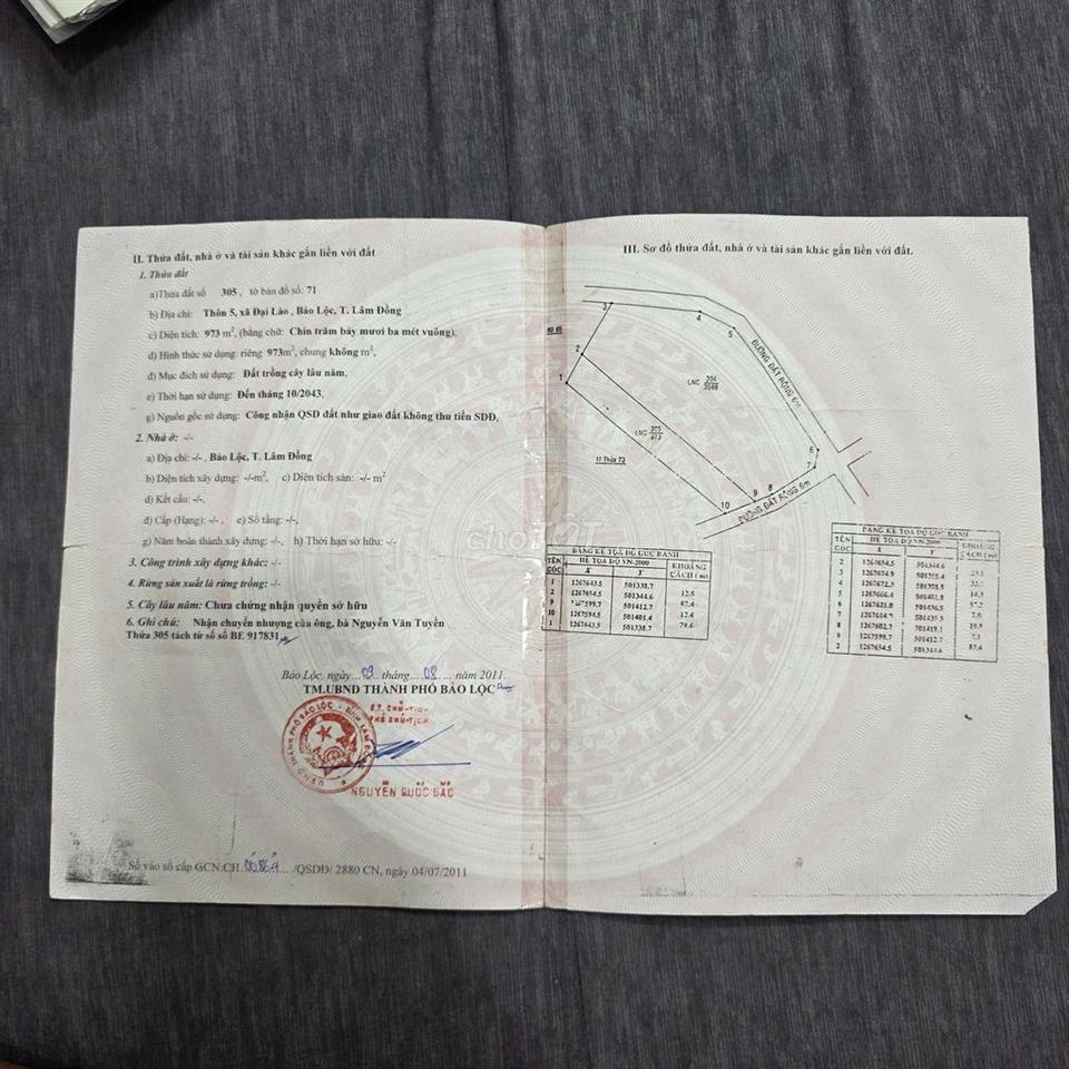 Bán đất thôn 5, xã Đại Lào, TP.Bảo Lộc