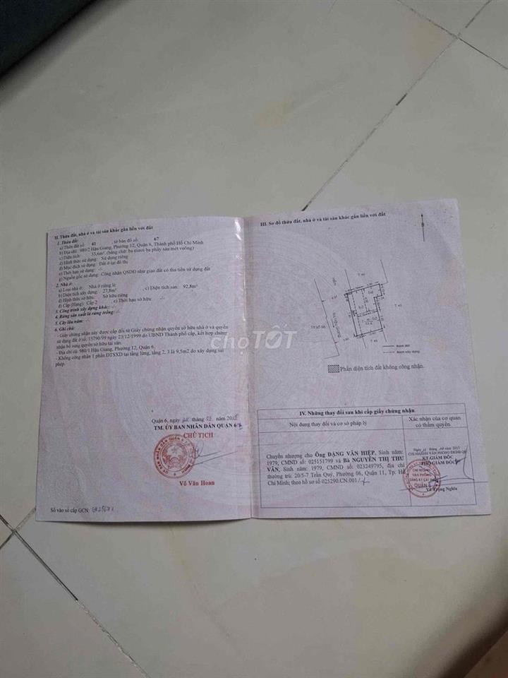 Bán nhà gần sát đường Hậu Giang