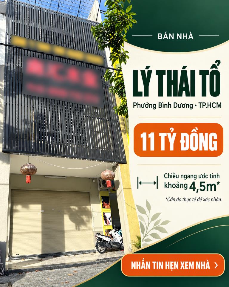 Cấn bán gấp nhà mặt tiền tại Lý Thái Tổ, Phường Bình Dương