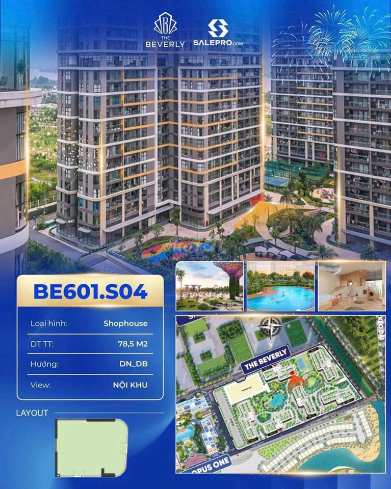 Bán Shophouse Căn Góc The Beverly Vinhomes Grand Park 78,5m -11,3 Tỷ
