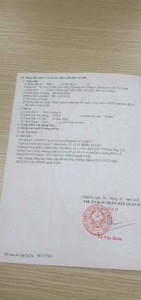 Bán nhà Hẻm 79 Tân Hòa Đông P14Q6