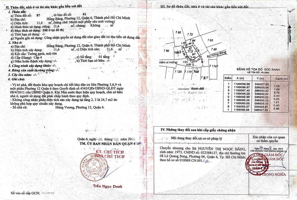 Cần bán nhà chính chủ P12 Q6