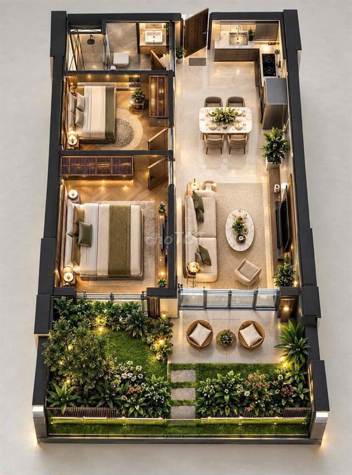 ĐỘC NHẤT - CĂN HỘ SÂN VƯỜN KẾ SÔNG KỀ BIỂN 80M2 CHỈ 2.648 TỶ