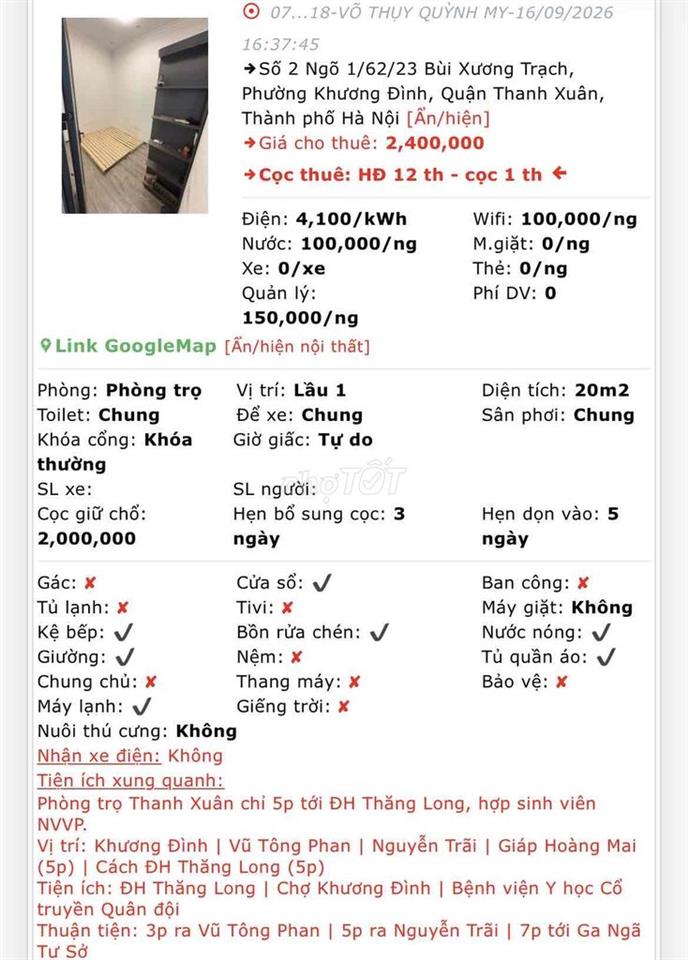 trọ giá rẻ hà nội