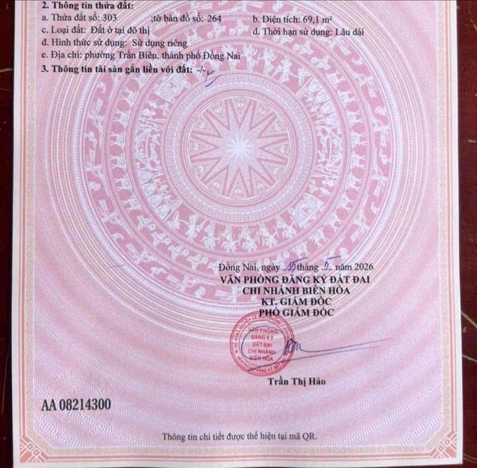 bán đất phường Hiệp Hòa giá 3 tỷ 3