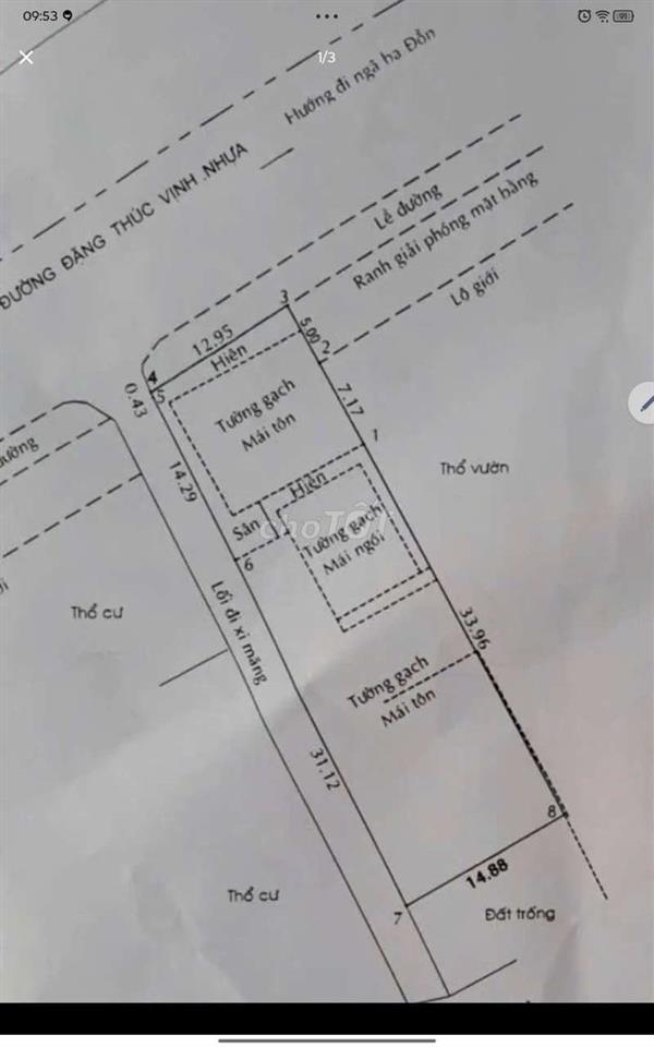 CHÍNH CHỦ BÁN CĂN GÓC 644M² MẶT TIỀN ĐẶNG THÚC VỊNH (HÓC MÔN)