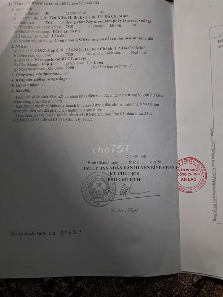 Bán nhà bình chánh, cuối đường Đại lộ võ văn kiệt