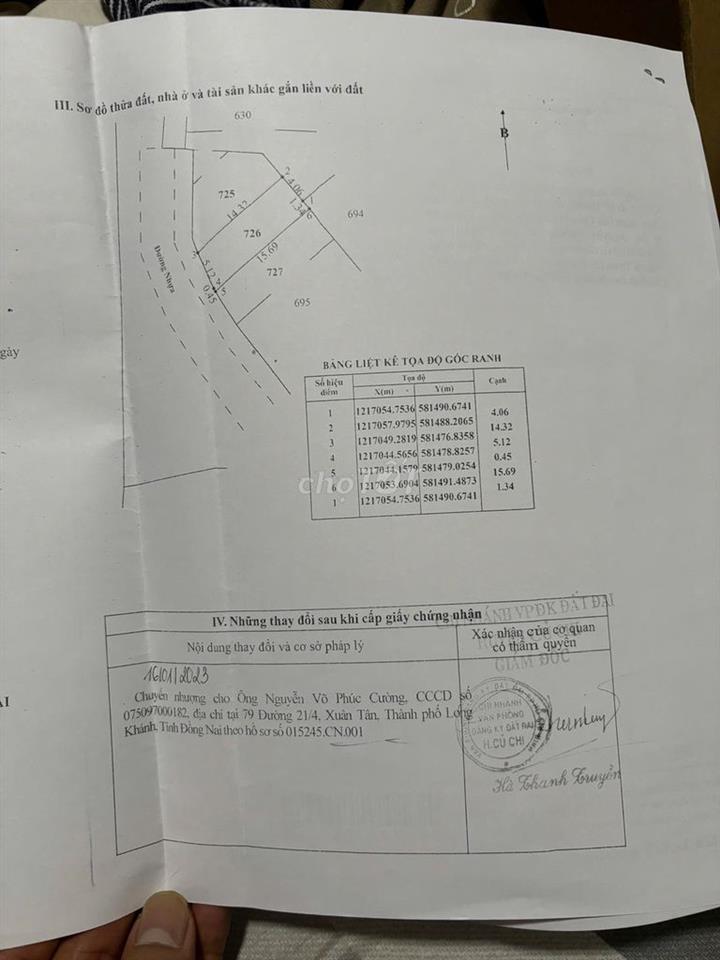 Bán đất thổ cư củ chi