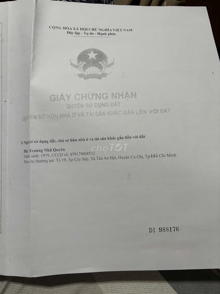 Bán đất thổ cư củ chi