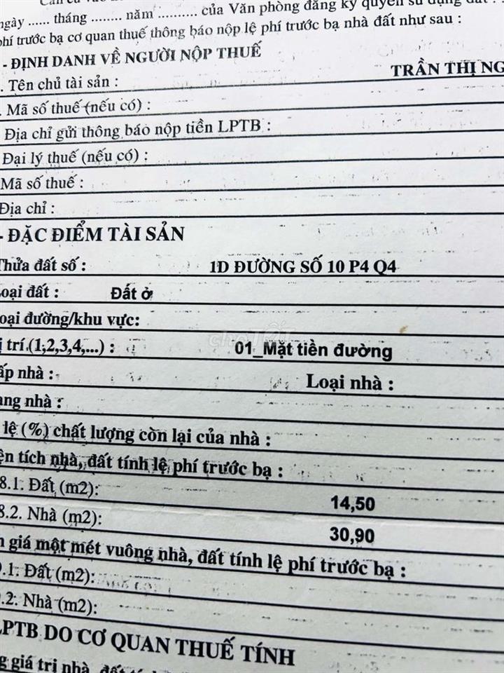 Bán nhà Quận 4, Q4 giá 3T7 còn thương lượng