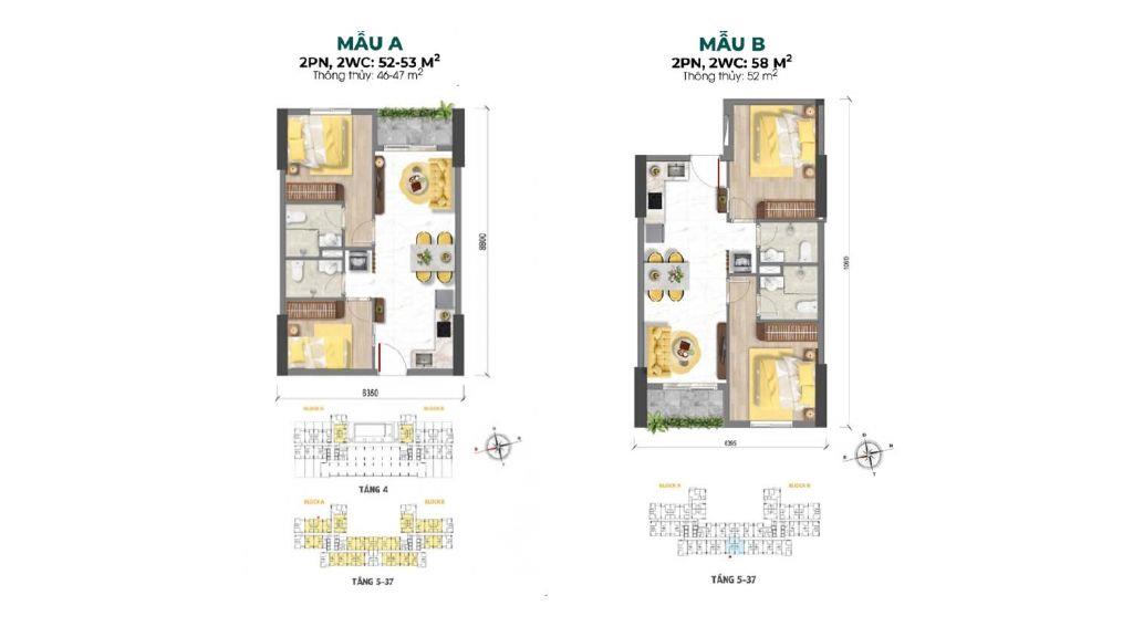 🏠 2 PHÒNG NGỦ – 2 WC: KHÔNG GIAN RIÊNG TƯ CHO CẢ GIA ĐÌNH