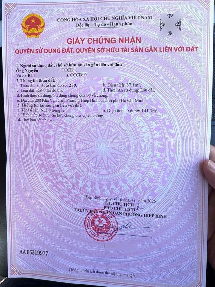 Bán Nhà Mặt Tiền Kha Vạn Cân gần TTTM GiGaMall