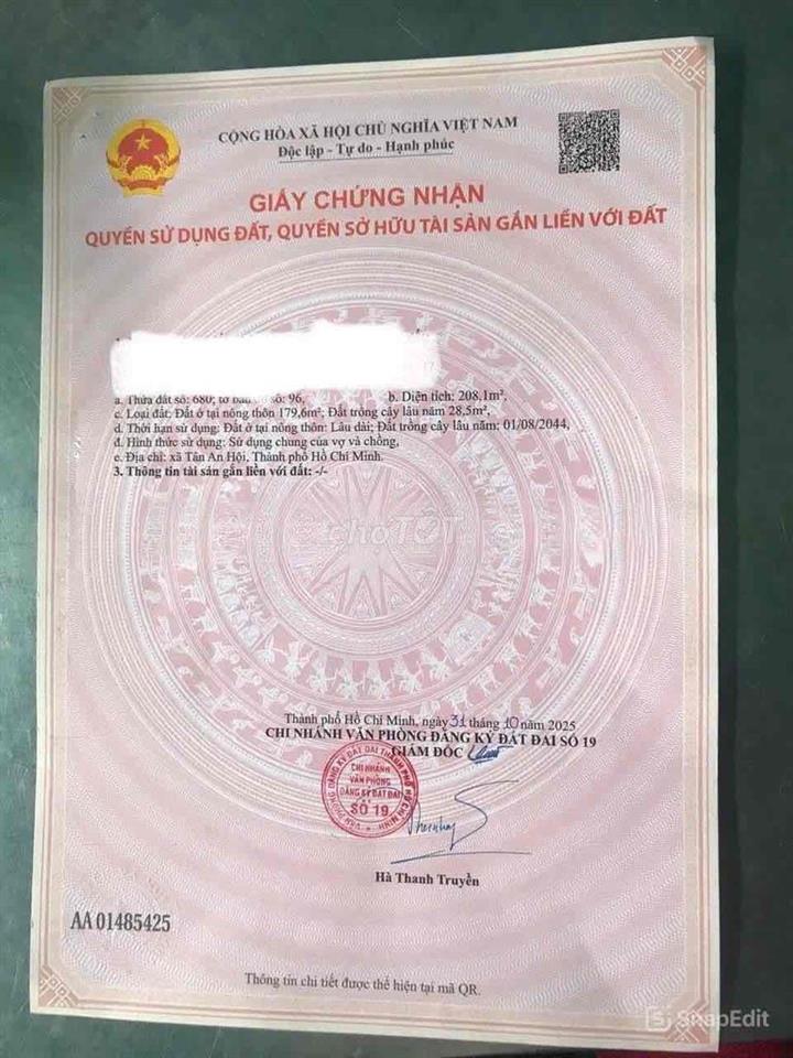 Chính chủ gửi bán dãy trọ 1 xẹc đường Nguyễn Thị Rành củ chi 1 tỷ 250