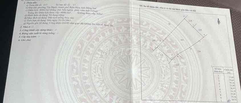 Bán đất thương mại dịch vụ, diện tích 9662m2, Tân Hạnh, Biên Hòa, ĐN