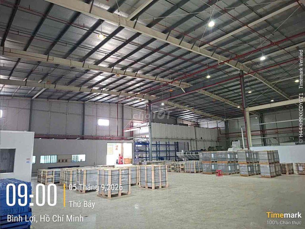 cho thuê kho xưởng KCN Tân Đô Đức Hoà DT 2000m2 giá 200tr pccc tự đông