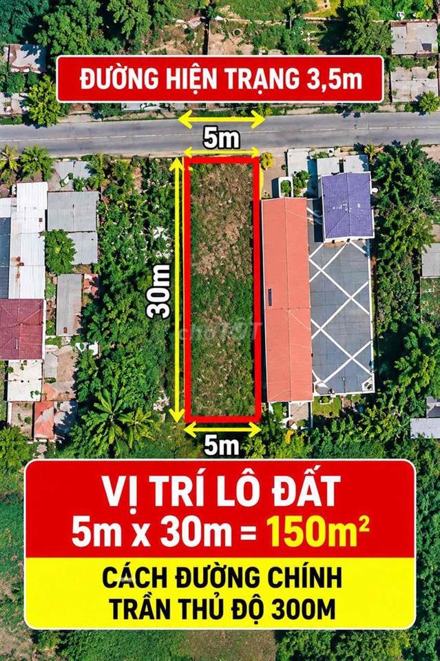 BÁN LÔ ĐẤT 5x30M – GỢI Ý XÂY NHÀ TRỌ CHO THUÊ – GẦN TRẦN THỦ ĐỘ