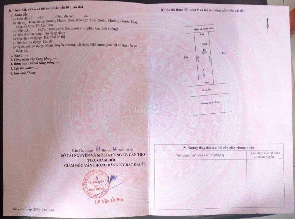 Chính chủ cần bán gấp nền thổ cư 