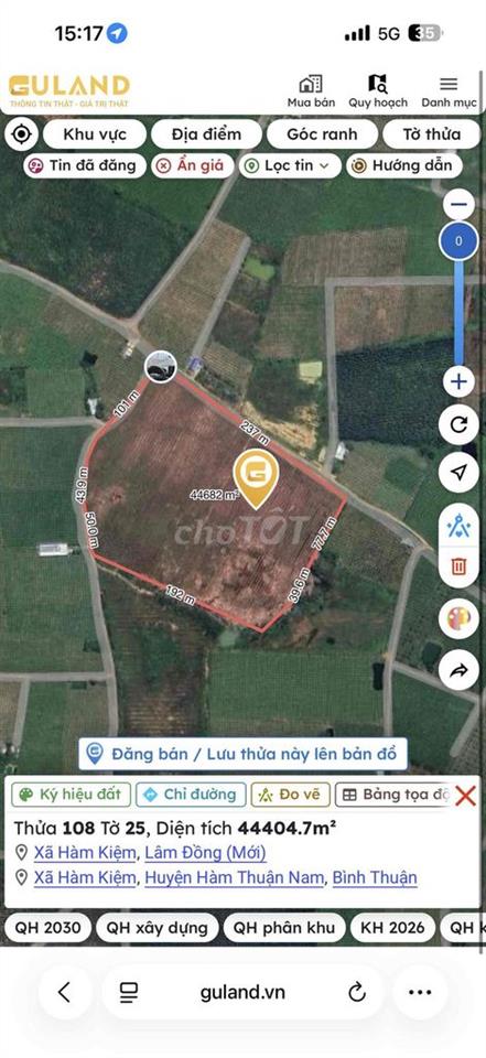 Bán gần 4,3ha đất cây lâu năm gần nút giao cao tốc Phan Thiết-Dầu Giây