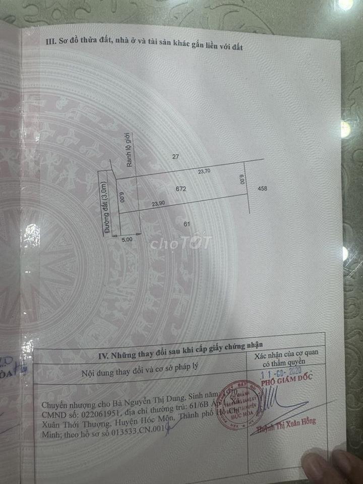 chính chủ bán đất nền full thổ cư
