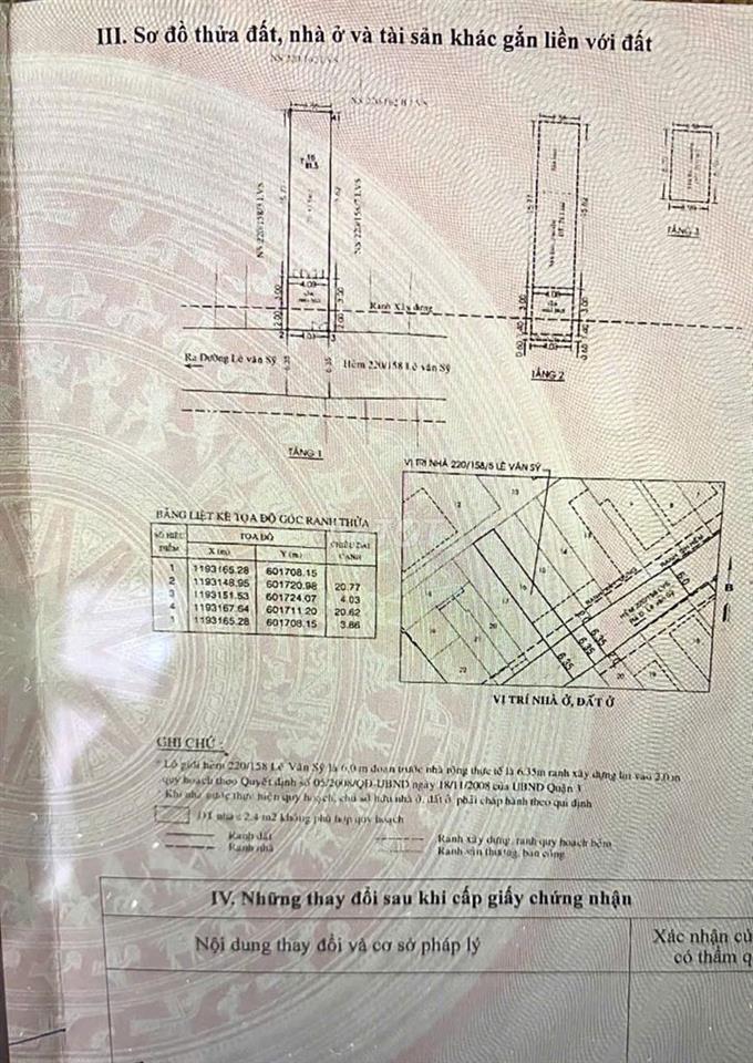 Bán nhà chính chủ đang ở 796 Trường Sa Q3 - Hẻm nhựa 6m ra Lê Văn Sỹ 