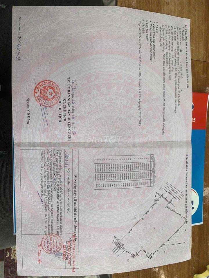 CC cần bán đất MT Tl7 Thái Mỹ CC