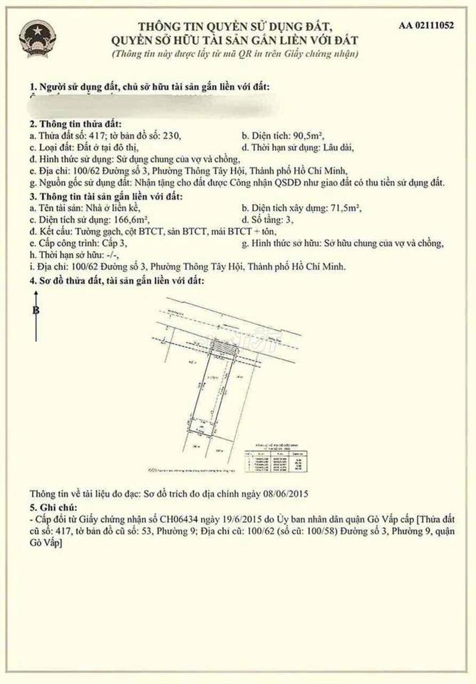 Bán hoặc cho thuê nhà 3 tầng 5x20 hẻm oto 7m thông tứ phía