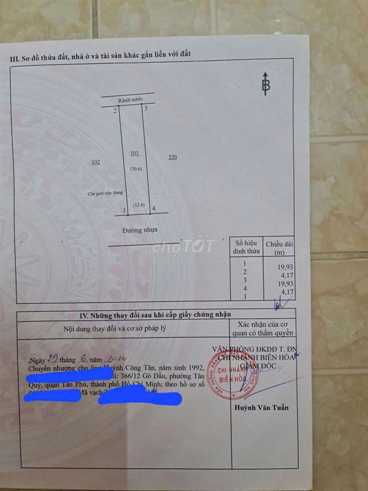 ĐẤT ĐỒNG NAI P.Biên Hòa khu tái định cư