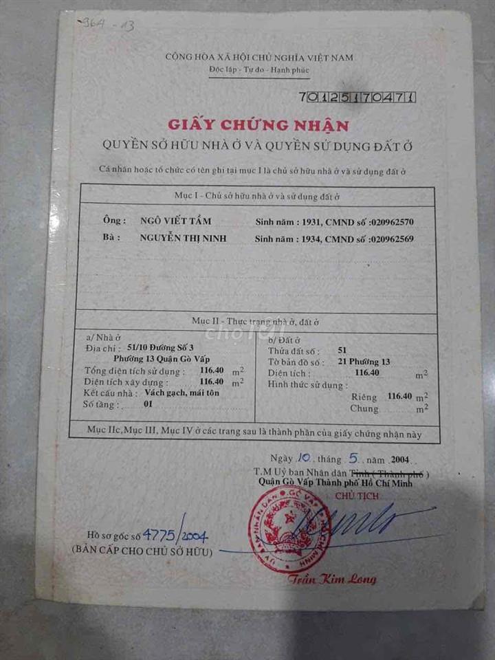 Bán đất đường số 3, phường 13, GV