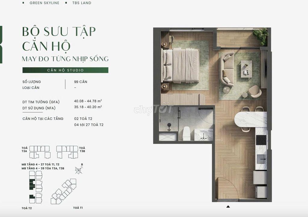 GREEN SKYLINE STUDIO CHỈ TỪ 1.8 TỶ CHIẾT KHẤU 19% + VOUCHER 50% 