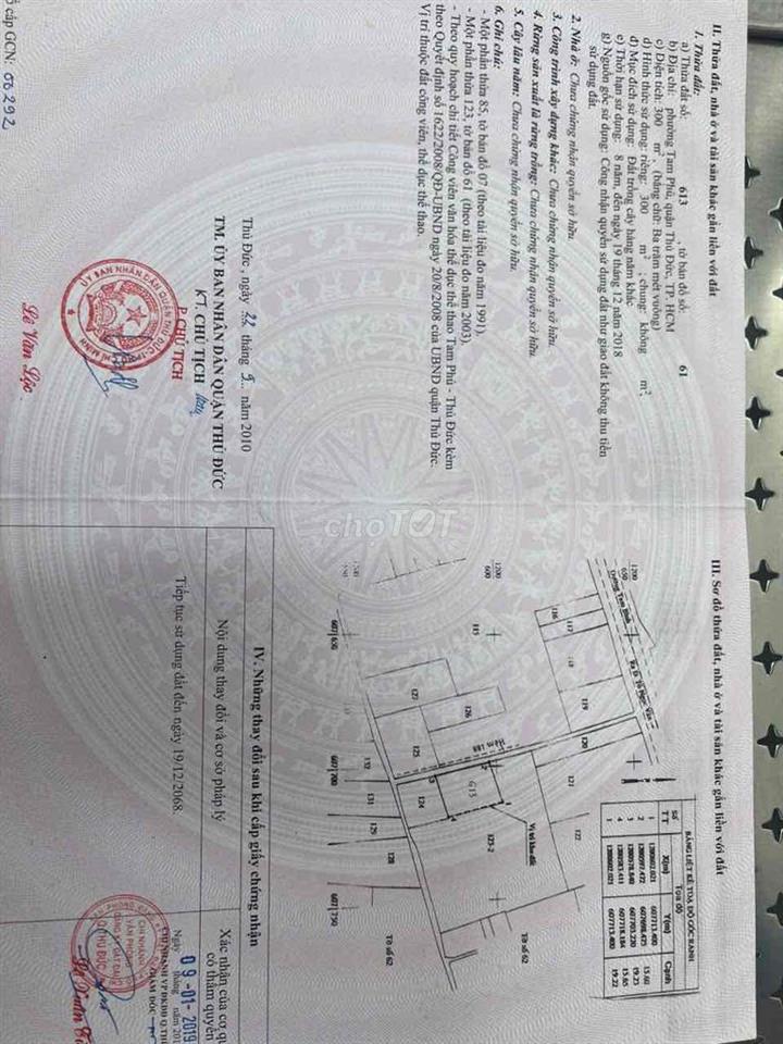 Bán đất Tam Bình thủ đất