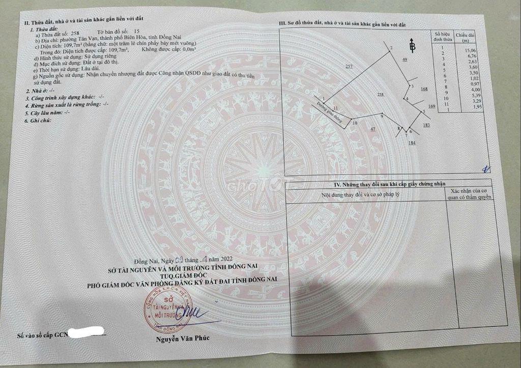 Bán đất thổ cư hẻm ba gác, gần trường học, gần Công An Phường Biên Hòa