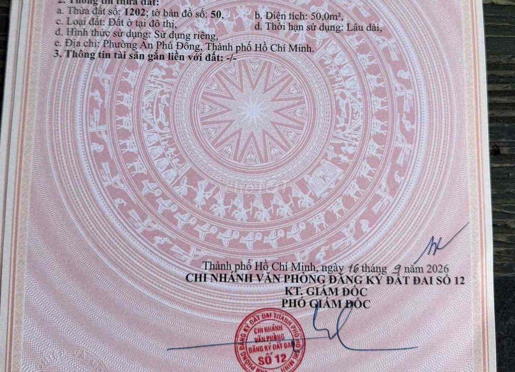 ĐẤT 1/ SÔNG SG  PHƯỜNG AN PHÚ ĐÔNG Q12