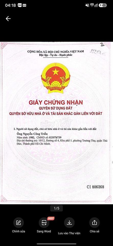 bán đất Trường Thọ Thủ Đức 