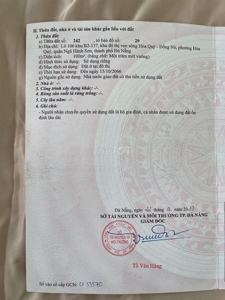 🔥 BÁN LÔ ĐẤT ĐẸP HÒA QUÝ – NGŨ HÀNH SƠN, ĐÀ NẴNG | 5,2 TỶ