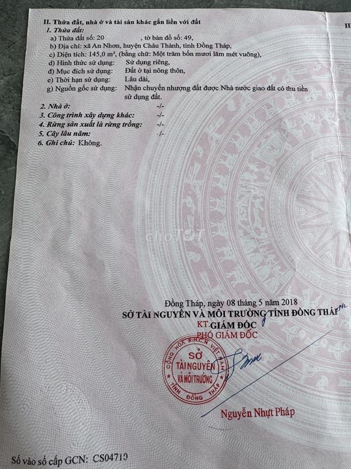 Bán Đất Nền Cụm Công Nghiệp Cái Tàu Hạ, Châu Thành, Đồng Tháp
