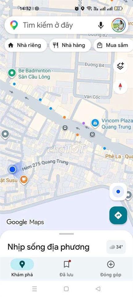 Đất Quang Trung 100m2 - hẻm thông - kết cấu nhà sẵn