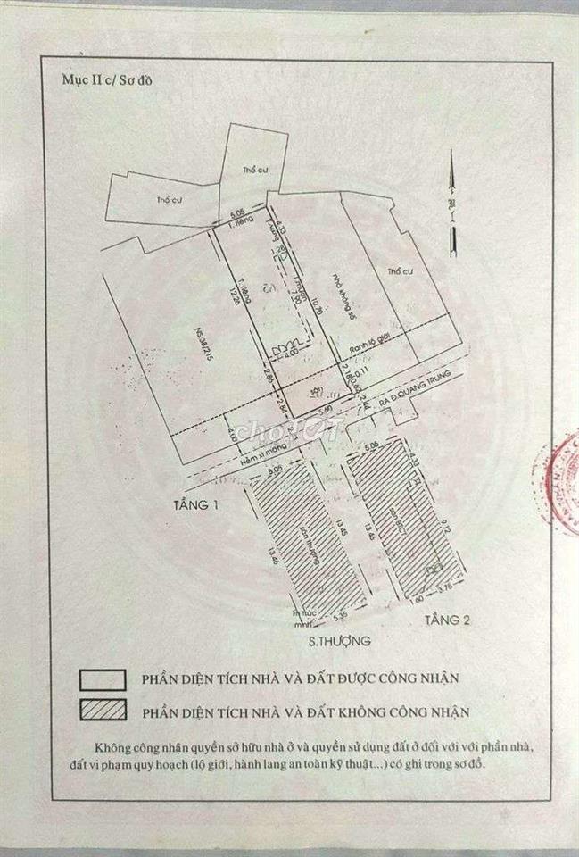 Đất Quang Trung 100m2 - hẻm thông - kết cấu nhà sẵn