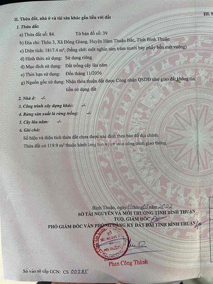 ĐẤT VÀNG BÌNH THUẬN - MẶT TIỀN - VUÔNG VỨC