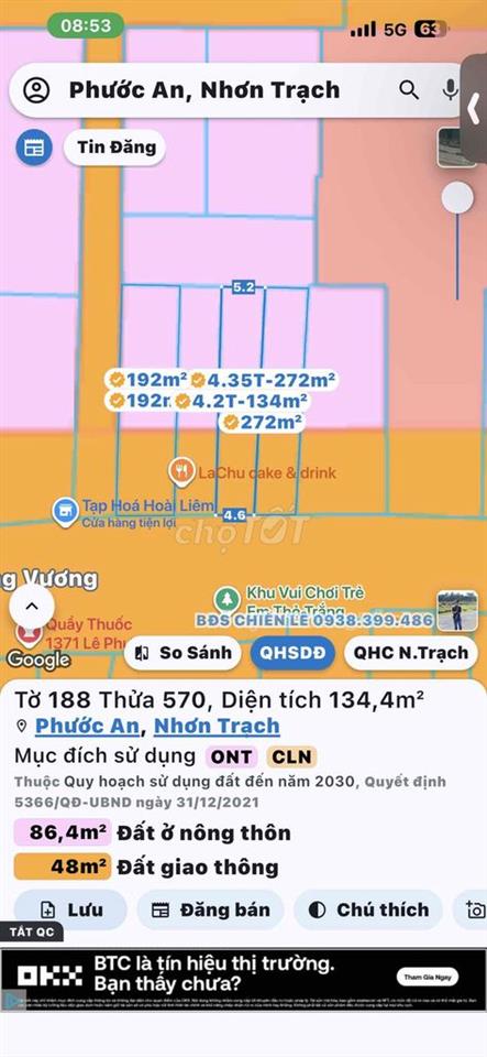 Bán đất mặt tiền xã Phước An Thành Phố Đồng Nai