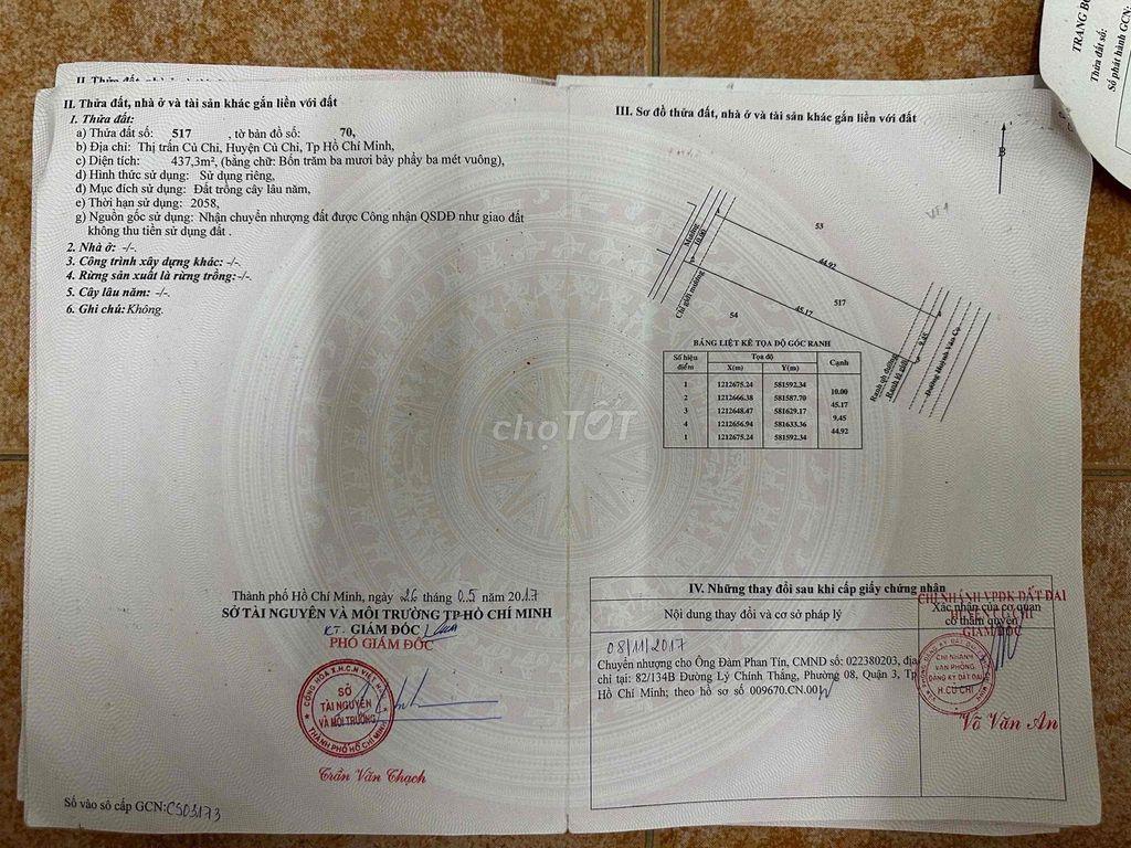 * MT HUỲNH VĂN CỌ – 437M² | 200M² THỔ CƯ | CÓ XƯỞNG